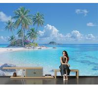 Papier Peint Intissé Îles Tropicales 396 X 280 Cm Papier Peint Photo Panoramique Paysages Plage Tropicale, Poster Geant Mural Personnalisé 3D, Pour Salon Cuisines Chambre Décor Murale