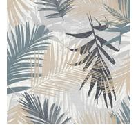 Papier peint intissé Jungle glam 1005 x 52cm Bleu/vert, Gris, beige
