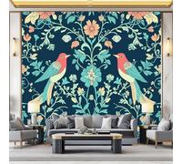 Papier Peint Intissé Le Style William Morris Colibri Fleurs 500 x 280 cm - Tapisserie Murale Décorative 3D, Papier Peint Panoramique Pour Salon Chambre Chambre D'Enfant Décoration Murale