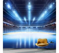 Papier Peint Intissé Moderne Sportif Terrain De Hockey 300 x 210 cm, Bleu Panoramique Papier Peint pour Salon Chambre Décor Fond TV, Décoration Murale Chambre à Coucher Intérieure