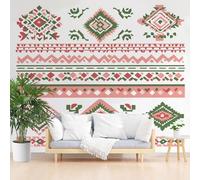 Papier Peint Intissé Motif Geometrique Ethnique Rétro Papier Peint Panoramique Motif Geometrique Rayé Photo Muraux Utilisé Pour Salon Chambre Chambre D'Enfant 200x140cm(L x H)