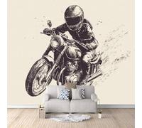Papier Peint Intissé Moto Sport Extrême 250x175 cm, Motocycliste Papier Peint Panoramique,Photo Muraux Utilisé Pour Salon Chambre Chambre D'Enfant
