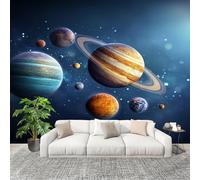 Papier Peint Intissé Mural 250x175cm PlanèTes Du SystèMe Solaire En 3d Papier Peint Panoramique Bleu Poster Geant Mural, pour Salon Chambre d'enfants restaurant Décoration Murale