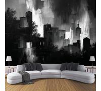 Papier Peint Intissé Mural Photo 150×105cm Motif Paysage Urbain Panoramique Poster Fresque Abstrait Blocs Couleurs Graffiti Murale Maison Bureau Restaurant, Noir Décoration Murale Papier Peint