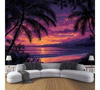 Papier Peint Intissé Mural Photo 200×150cm Motif Abstrait Palmiers Panoramique Poster Fresque Montagnes Océans Murale Maison Bureau Restaurant, Violet Décoration Murale Papier Peint