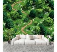 Papier Peint Intissé Mural Photo 200x140 cm Herbe FraîChe Et Bois Panoramique Poster Fresque Murale Maison Bureau Restaurant Vert Intérieure Décoration Murale Papier Peint