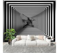 Papier Peint Intissé Mural Photo 200x140 cm Motif à Rayures Noires Et Blanches Panoramique Poster Fresque Murale Maison Bureau Restaurant Illusions D'Optique Intérieure Décoration Murale Papier Peint