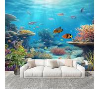 Papier Peint Intissé Mural Photo 250x175 cm Coraux Et Petits Poissons Du Monde Sous-Marin Panoramique Poster Fresque Murale Maison Bureau Restaurant Coloré Intérieure Décoration Murale Papier Peint