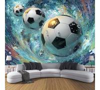 Papier Peint Intissé Mural Photo 350× 256cm Motif Football Abstrait Panoramique Poster Fresque Technologie Du Futur Sports Murale Maison Bureau Restaurant, Bleu Décoration Murale Papier Peint