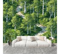 Papier Peint Intissé Mural Photo 350x256 cm Chemin Jungleier à L'Aquarelle Panoramique Poster Fresque Murale Maison Bureau Restaurant Vert Intérieure Décoration Murale Papier Peint