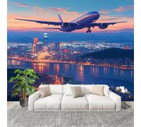 Papier Peint Intissé Mural Photo 350x256 cm ThèMe de L'Aviation Urbaine Panoramique Poster Fresque Murale Maison Bureau Restaurant Bleu Intérieure Décoration Murale Papier Peint