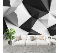 Papier Peint Intissé Mural Photo 400x280 cm Figures Solides GéOméTriques Panoramique Poster Fresque Murale Maison Bureau Restaurant Noir Et Blanc Intérieure Décoration Murale Papier Peint