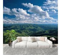 Papier Peint Intissé Mural Photo 400x280 cm Paysage de Montagne Avec Ciel Bleu Panoramique Poster Fresque Murale Maison Bureau Restaurant Paysage Naturel Intérieure Décoration Murale Papier Peint