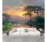 Papier Peint Intissé Mural Photo 400x280 cm Peinture de Paysage Chinoise Panoramique Poster Fresque Murale Maison Bureau Restaurant Paysages Naturels Intérieure Décoration Murale Papier Peint