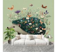 Papier Peint Intissé Mural Photo 400x280 cm RéSumé Du HéRisson Animal Panoramique Poster Fresque Murale Maison Bureau Restaurant Vert Intérieure Décoration Murale Papier Peint