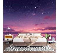 Papier Peint Intissé OcéAn de RêVe Ciel éToilé Laine Papier Peint Panoramique Enfant 3D Effet Salon Chambre Bureau Couloir Peinture Rose-Violet Murale Décor Mural Moderne 200x140 cm