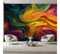 Papier Peint Intissé Panoramique Art Abstrait Tie Dye Floral 400x280cm(L x H), 3D Poster Geant Mural Personnalisé, Texture Géométrique Tie Dye Papier Peint pour Salon Chambre Décoration Murale