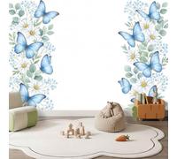Papier Peint Intissé Panoramique Blanc Français Naturel Photo Muraux | 250 x 175 cm Papier Peint Tableaux Papillons Marguerites Gypsophile Sauge Pour Chambre Salon Fond Tv Décoration Murale