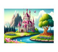 Papier Peint Intissé Panoramique Enfant Château Fille Conte de fées 368x254 cm Tapisserie Non Tissé Muraux Trompe l'oeil