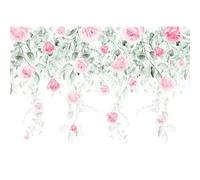 Papier Peint Intissé Panoramique Floral Roses Feuilles 368x254 cm Rose Chambre Salon Photo Non Tissé Muraux Trompe l'oei
