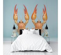 Papier Peint Intissé Panoramique Homard de la vie Marine 450x315cm(L x H), 3D Poster Geant Mural Personnalisé, Homard Mignon Papier Peint pour Salon Chambre Décoration Murale
