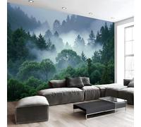 Papier Peint Intissé Panoramique Paysage Forêt Brumeuse, 3D Poster Papier Peint Thème Nature, Fresque Murale 350 X 256 Cm, Décoration Murale Pour Salon Chambre Bureau Tv
