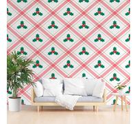 Papier Peint Intissé Panoramique Plaid Géométrique en Losange 250x175cm(L x H), 3D Poster Geant Mural Personnalisé, Noël a Rayures Géométrique Papier Peint pour Salon Chambre Décoration Murale