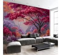Papier Peint Intissé Panoramique Une Forêt Colorée, 3D Poster Papier Peint Forêt D'Automne Fantastique, Fresque Murale 150 X 105 Cm, Décoration Murale Pour Salon Chambre Bureau Tv