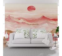 Papier Peint Intissé Paysage de Montagne Au Coucher Du Soleil À L'Aquarelle 250x175cm(L x H) Papier Peint Panoramique Tableaux Muraux Photo Décoration Murale Salon Chambre - Paysage Naturel