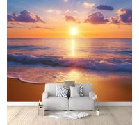 Papier Peint intissé Paysage De Plage Au Coucher Du Soleil 250x175 cm Papier Peint Photo Panoramique, Poster Geant Mural Personnalisé 3D, pour Salon Cuisines Chambre Adulte Enfant Décor Murale