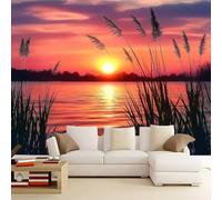 Papier Peint intissé Paysage lacustre au coucher du soleil 500x280 cm Papier Peint Photo Panoramique, Poster Mural Personnalisé 3D, pour Salon Cuisines Chambre Adulte Enfant Décor Murale
