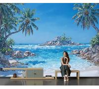 Papier Peint Intissé Paysages Plage Tropicale 350 X 256 Cm Papier Peint Photo Panoramique Magnifique Littoral, Poster Geant Mural Personnalisé 3D, Pour Salon Cuisines Chambre Décor Murale