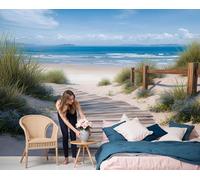 Papier Peint Intissé Paysages Tropicaux En Bord Mer 150 X 105 Cm Papier Peint Photo Panoramique Réalisme Naturaliste, Poster Geant Mural Personnalisé 3D, Pour Salon Chambre Décor Murale