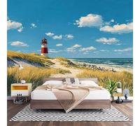 Papier Peint Intissé Phare Du Bord de Mer Laine Papier Peint Panoramique Enfant 3D Effet Salon Chambre Bureau Couloir Peinture Paysages Naturels Murale Décor Mural Moderne 250x175 cm