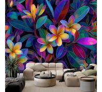 Papier Peint Intissé Photo Bleu-Violet, Papier Peint Mural Panoramique Élégant Moderne Fleurs Vibrant - Tapisserie Fresque Murale pour Décoration de Salon Chambre à Coucher350 x 256 cm (L x H)