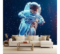 Papier Peint Intissé Photo Mural 100x70 cm 3D Espace Astronaute Planète Fleurs Motif Muraux Geant Mat Poster Personnalisable Wallpaper pour Salon Cuisines Bureau Chambre d'enfants Décor Murale