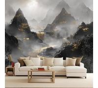 Papier Peint Intissé Photo Mural 100x70 cm 3D Paysage Chinois Montagne Rivière Motif Muraux Geant Mat Poster Personnalisable Wallpaper pour Salon Cuisines Bureau Chambre d'enfants Décor Murale