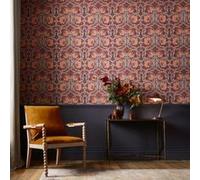 Papier peint intissé Pimpernel plum orange, violet L.1000 x l.52cm William Morris