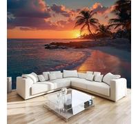 Papier Peint Intissé Plage Coucher De Soleil Intissé Photo Moderne Muraux 3D Nature Paysages Poster Géant Mural pour Salon Cuisines Bureau Chambre d'enfants Décor Fresque Murale 350x256 cm H1164