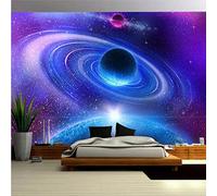 Papier Peint Intissé Planète de l'espace Peinture Murale 3D Tapisserie Photo Poster Tableaux Muraux Salon Chambre Bureau Couloir Mural Décoration, 250x175 cm