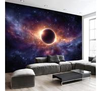 Papier Peint Intissé Planète L'Éclipse Solaire Totale 250 X 175 Cm Papier Peint Photo Panoramique Paysage Spatial Science-Fiction, Poster Geant Mural Personnalisé 3D, Pour Salon Chambre Décor Murale
