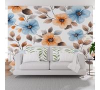 Papier Peint Intissé Plantes Vintage Hibiscus Papier Peint Panoramique Enfant Poster Tableaux Plantes Et Fleurs Peintes Photo Muraux Pour Salon Chambre Décoration Murale 250x175cm(L x H)