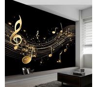 Papier Peint Intissé Portée de Note de Musique Minimaliste 350 x 256 cm (L x H), Décoration Murale Poster Tableaux Muraux Tapisserie Papier peint Photo Lignes de Musique pour Salon Chambre de Enfants