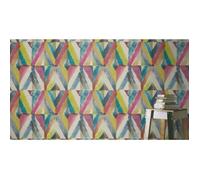 Rasch Papier peint intissé Kalahari 704051 - Couleur : vert, beige, rose et bleu - Avec motifs style peinture textile africaine - 10,05 m x 53 cm (L x l) - Multicolore