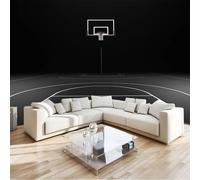 Papier Peint Intissé Rendu 3D Terrain de basket noir Poster Tableaux Photo Muraux Noir Utilisé Pour Salon Chambre Chambre D'Enfant Décoration Murale 350 x 256 cm