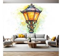 Papier Peint Intissé Réverbère aquarelle Papier Panoramique Mural Photo 200 x 140 cm Moderne Décor Murale Tableaux Muraux Tapisserie Salon Chambre à Coucher