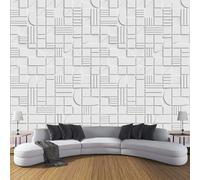 Papier Peint Intissé Roches Géométriques Simples, Papier Peint Panoramique Texture En Relief Moderne Beige Gris Pour Salon Chambre, Déco Fresque Murale Maison, Décoration Photo Murale 250X175Cm