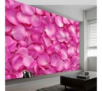 Papier Peint Intissé Romantique 450L x 280H cm, Papier Peint Panoramique Géométrique Botanique Rose Pétales - Grandes Poster Mural Photo pour Salon Chambre Restaurant DéCor Fond Tv