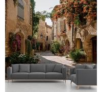Papier Peint Intissé Rue Italienne, Fresque Murale Ville Méditerranéenne Architecture Européenne, Papier Peint Panoramique - Pour Salon Chambre - 350 x 245 cm - Décoration Murale(non adhésif)