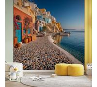 Papier Peint Intissé Rue Italienne, Papier Peint Panoramique Ville Balnéaire Méditerranéenne Paysage Marin, Fresque Murale - Décoration Murale Pour Salon, Chambre, Bureau - 400 x 280 cm(non adhésif)